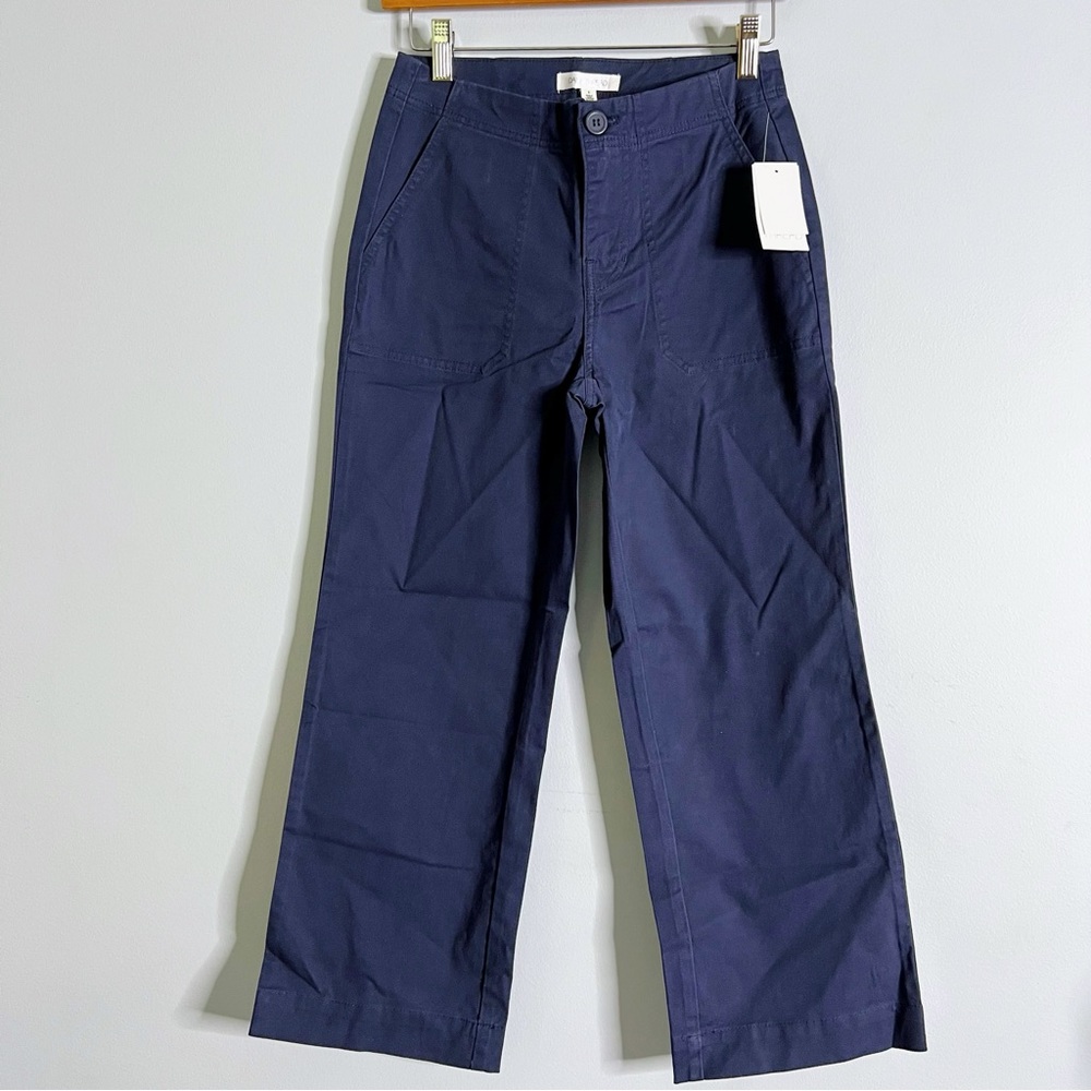 Daily Thread Navy Blue Twill Wide Leg Crop Pants Size 0
